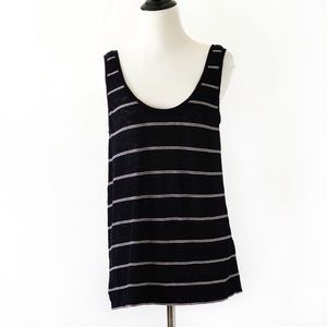 Joie Black & White Striped Linen Tank